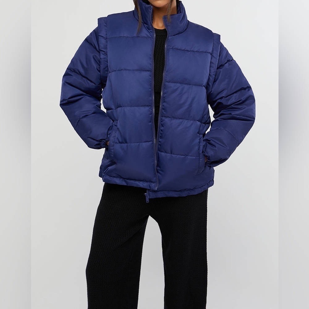 NWT We Wore What Zip Off Sleeve Puffer Jacket